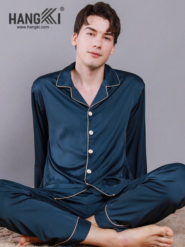 TD135 - Đồ Ngủ Pijama Nam Tay Dài Quần Dài Lụa