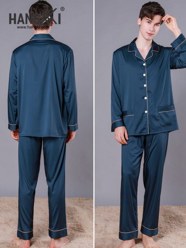 TD135 - Đồ Ngủ Pijama Nam Tay Dài Quần Dài Lụa