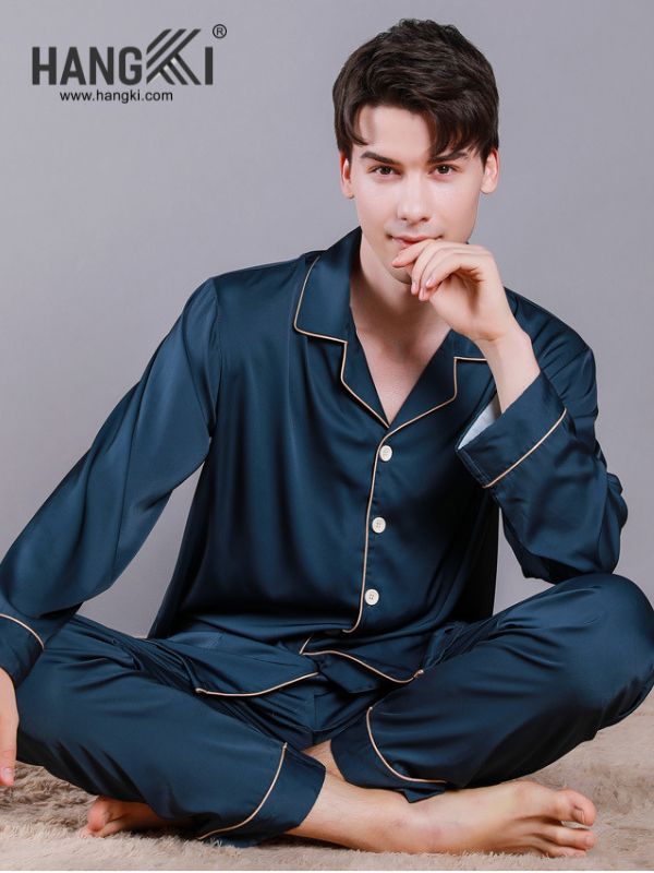TD135 - Đồ Ngủ Pijama Nam Tay Dài Quần Dài Lụa