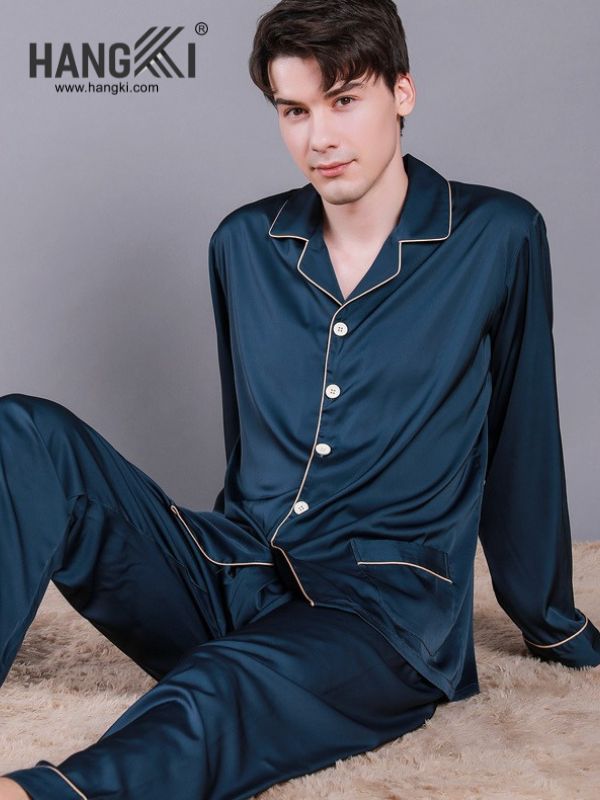TD135 - Đồ Ngủ Pijama Nam Tay Dài Quần Dài Lụa