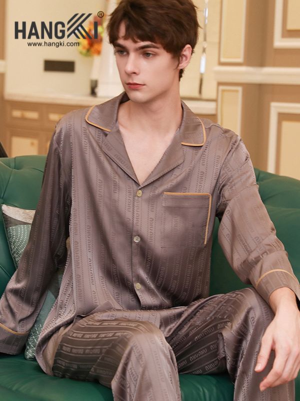 TD136 - Đồ Ngủ Pijama Nam Tay Dài Quần Dài Lụa