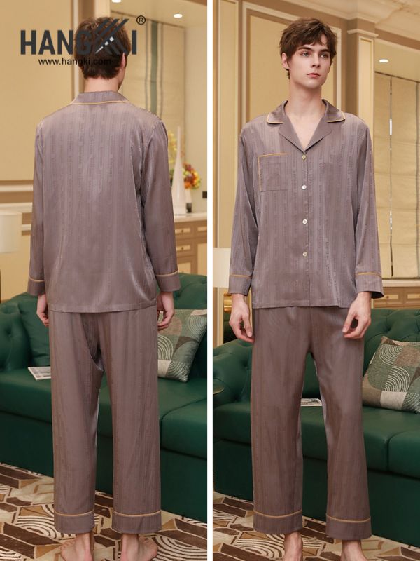 TD136 - Đồ Ngủ Pijama Nam Tay Dài Quần Dài Lụa