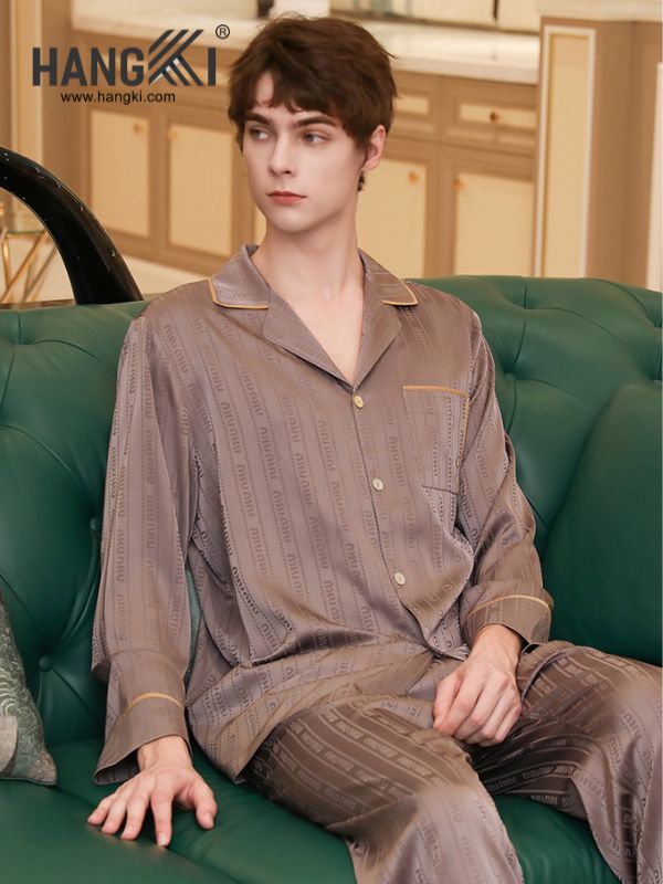 TD136 - Đồ Ngủ Pijama Nam Tay Dài Quần Dài Lụa