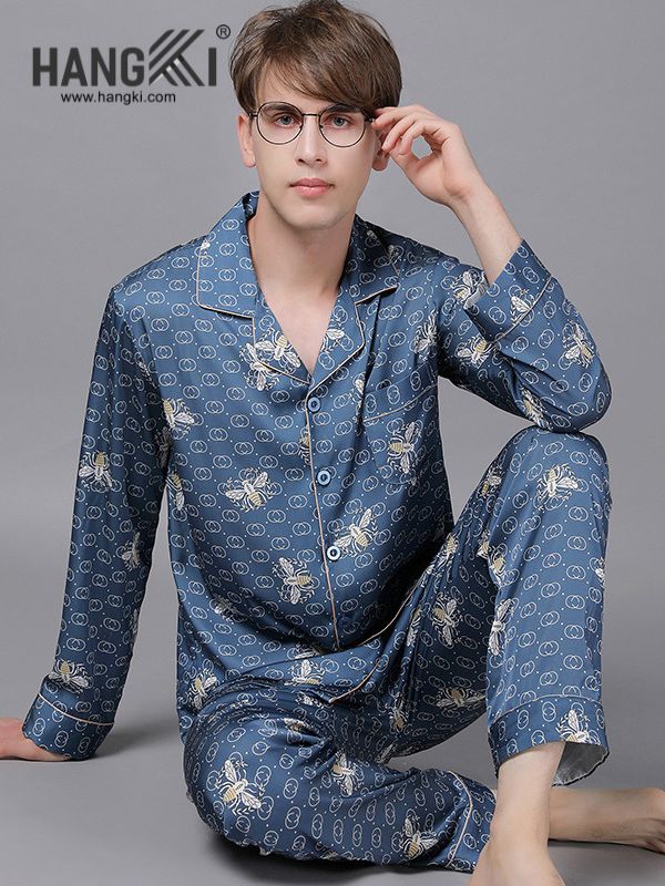 TD138 - Đồ Ngủ Pijama Nam Tay Dài Quần Dài Lụa