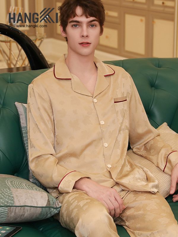 TD139 - Đồ Ngủ Pijama Nam Tay Dài Quần Dài Lụa