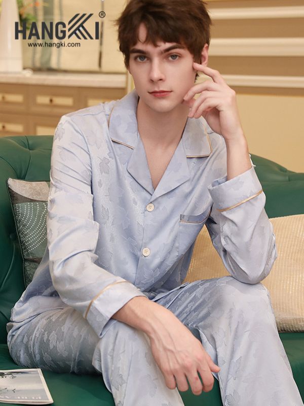 TD139 - Đồ Ngủ Pijama Nam Tay Dài Quần Dài Lụa