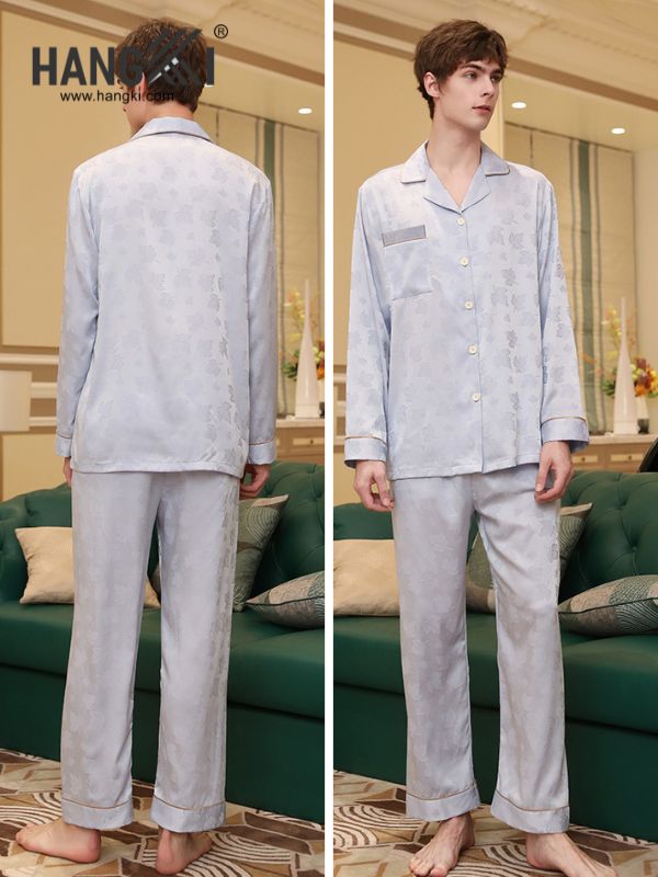 TD139 - Đồ Ngủ Pijama Nam Tay Dài Quần Dài Lụa