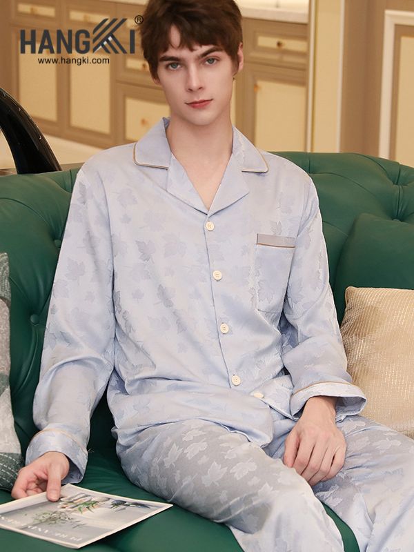 TD139 - Đồ Ngủ Pijama Nam Tay Dài Quần Dài Lụa