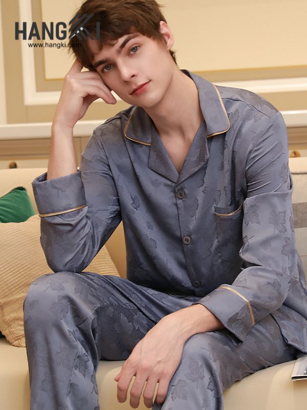 TD139 - Đồ Ngủ Pijama Nam Tay Dài Quần Dài Lụa
