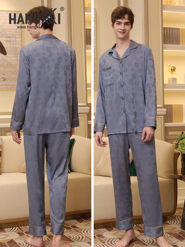 TD139 - Đồ Ngủ Pijama Nam Tay Dài Quần Dài Lụa