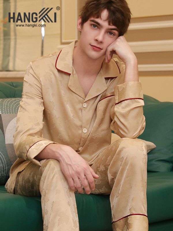 TD139 - Đồ Ngủ Pijama Nam Tay Dài Quần Dài Lụa
