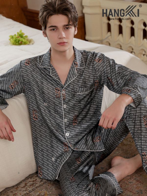 TD14 - Đồ Ngủ Pijama Nam Tay Dài Quần Dài Lụa
