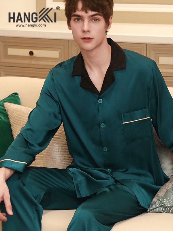 TD140 - Đồ Ngủ Pijama Nam Tay Dài Quần Dài Lụa