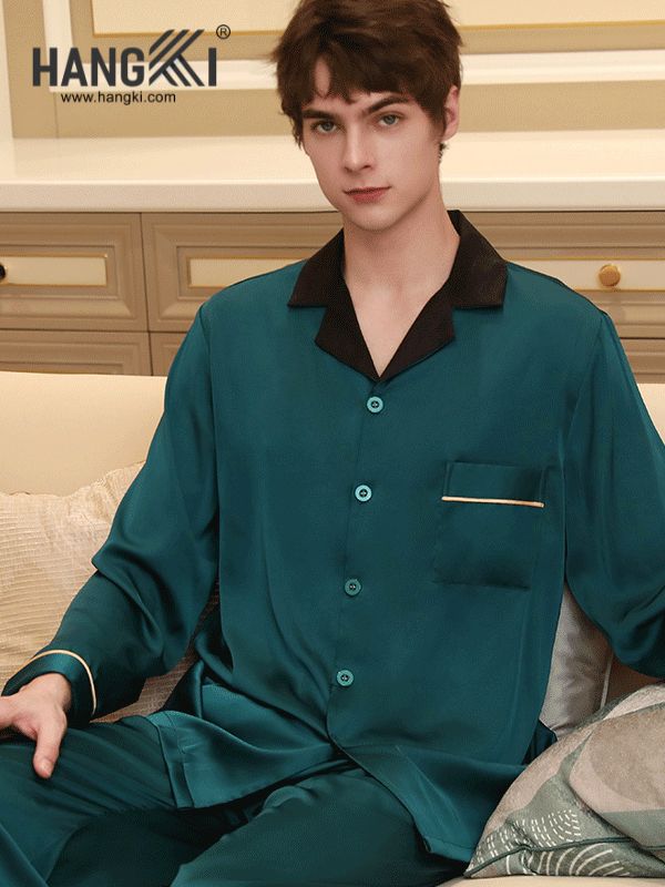 TD140 - Đồ Ngủ Pijama Nam Tay Dài Quần Dài Lụa