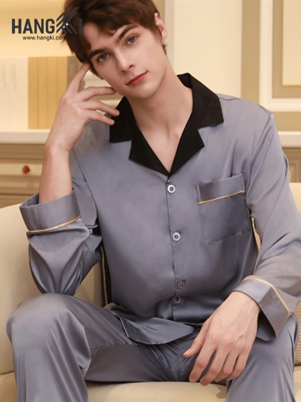 TD140 - Đồ Ngủ Pijama Nam Tay Dài Quần Dài Lụa