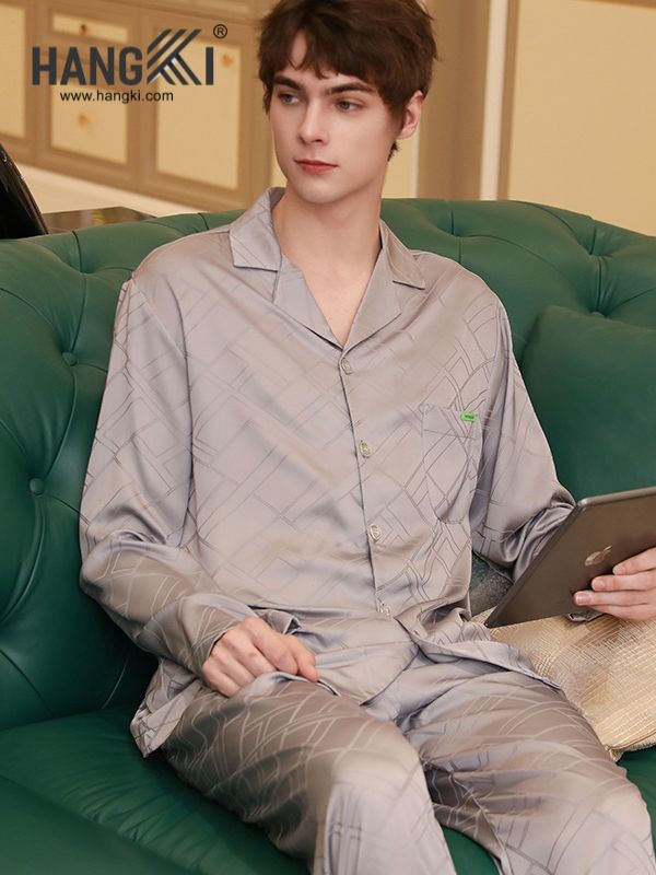 TD141 - Đồ Ngủ Pijama Nam Tay Dài Quần Dài Lụa