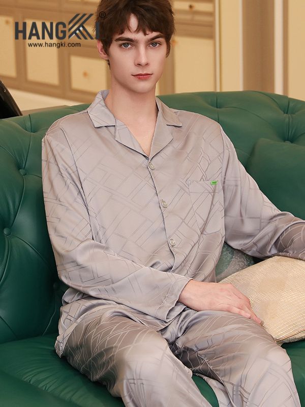 TD141 - Đồ Ngủ Pijama Nam Tay Dài Quần Dài Lụa