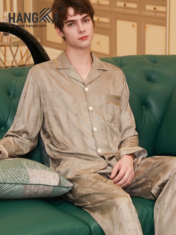 TD142 - Đồ Ngủ Pijama Nam Tay Dài Quần Dài Lụa