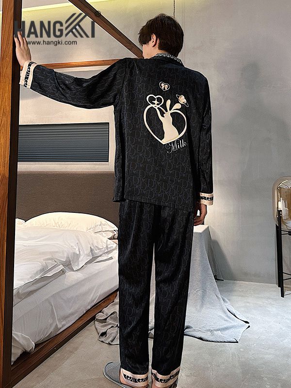 TD143 - Đồ Ngủ Pijama Nam Tay Dài Quần Dài Lụa