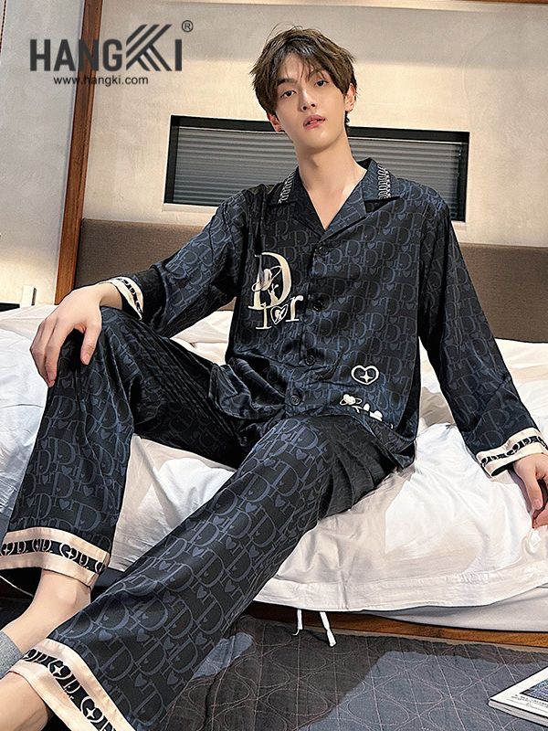 TD143 - Đồ Ngủ Pijama Nam Tay Dài Quần Dài Lụa