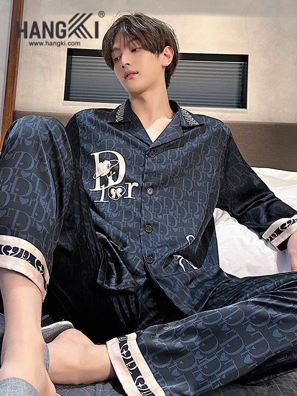 TD143 - Đồ Ngủ Pijama Nam Tay Dài Quần Dài Lụa