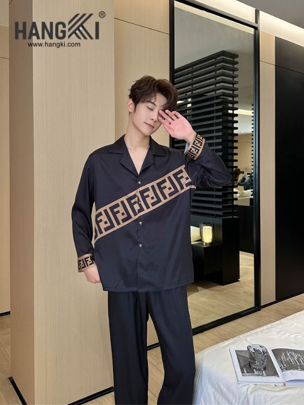 TD144 - Đồ Ngủ Pijama Nam Tay Dài Quần Dài Lụa