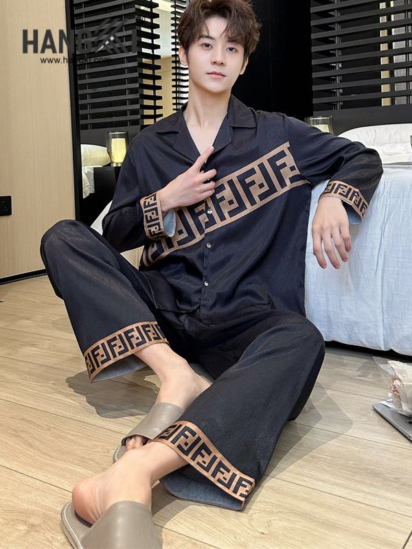 TD144 - Đồ Ngủ Pijama Nam Tay Dài Quần Dài Lụa