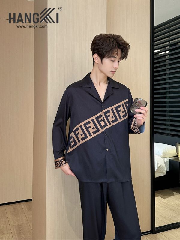 TD144 - Đồ Ngủ Pijama Nam Tay Dài Quần Dài Lụa