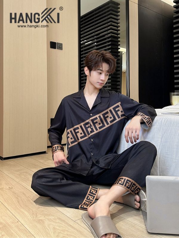 TD144 - Đồ Ngủ Pijama Nam Tay Dài Quần Dài Lụa
