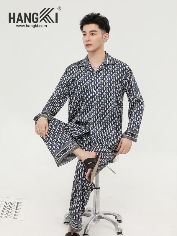 TD145 - Đồ Ngủ Pijama Nam Tay Dài Quần Dài Lụa