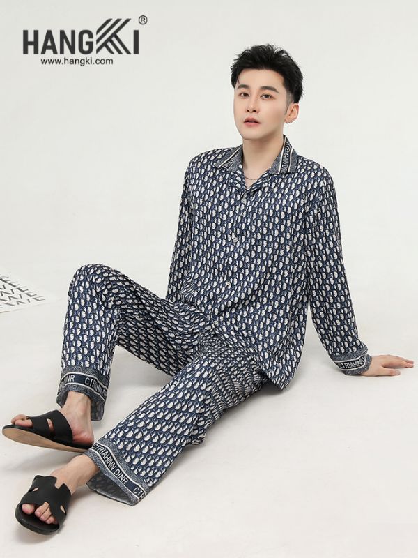 TD145 - Đồ Ngủ Pijama Nam Tay Dài Quần Dài Lụa