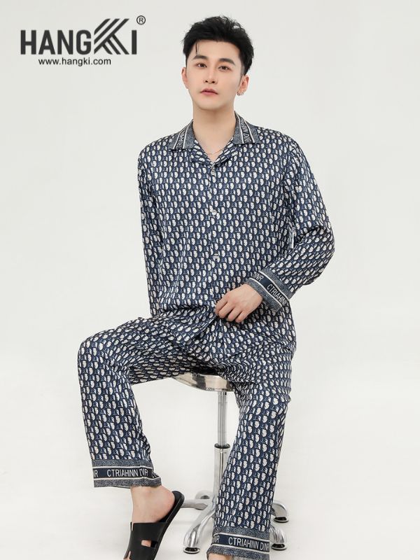 TD145 - Đồ Ngủ Pijama Nam Tay Dài Quần Dài Lụa