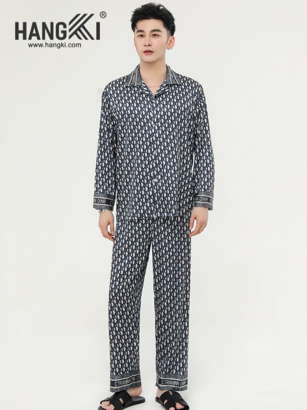 TD145 - Đồ Ngủ Pijama Nam Tay Dài Quần Dài Lụa