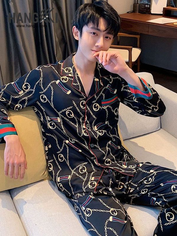 TD146 - Đồ Ngủ Pijama Nam Tay Dài Quần Dài Lụa