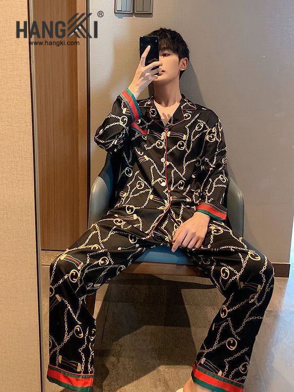 TD146 - Đồ Ngủ Pijama Nam Tay Dài Quần Dài Lụa
