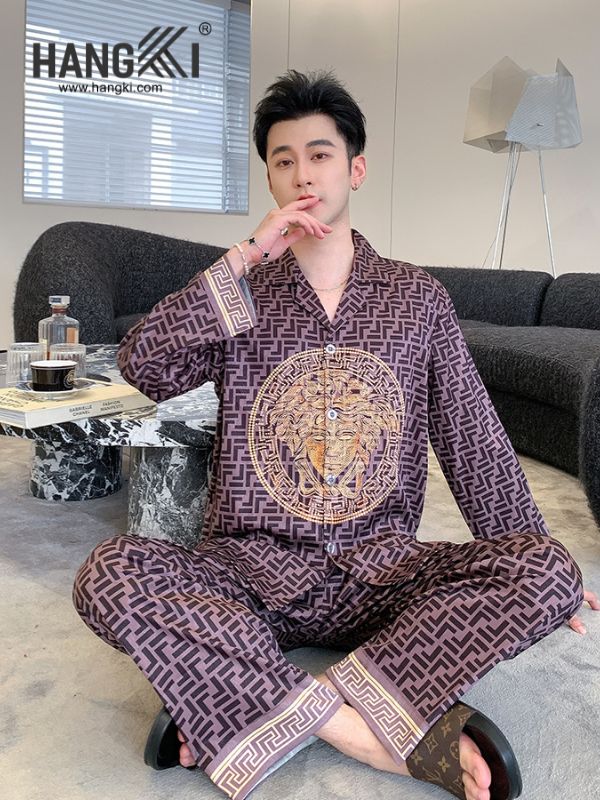 TD149 - Đồ Ngủ Pijama Nam Tay Dài Quần Dài Lụa