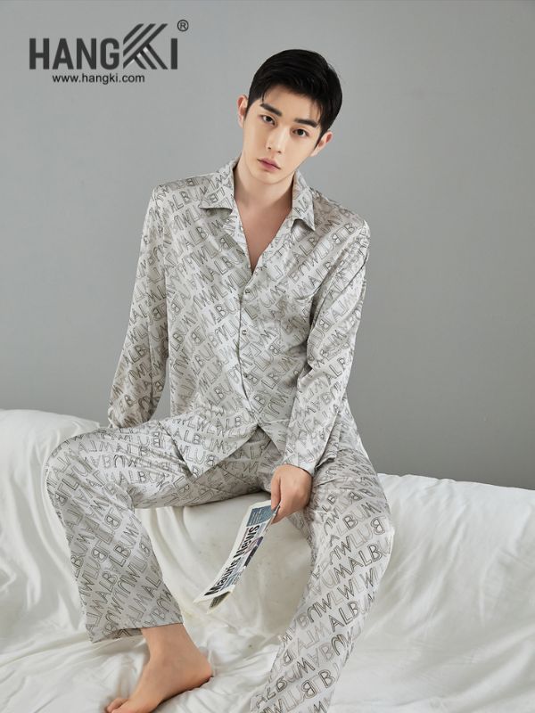 TD150 - Đồ Ngủ Pijama Nam Tay Dài Quần Dài Lụa