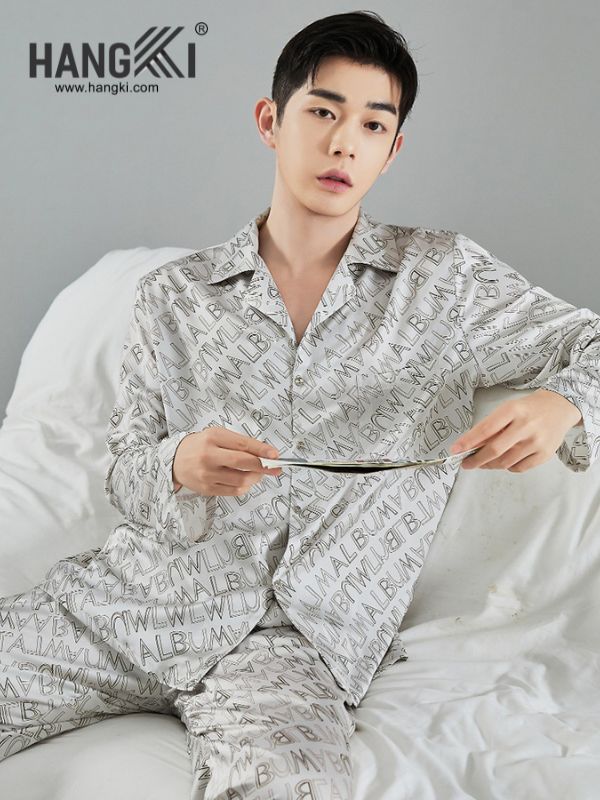 TD150 - Đồ Ngủ Pijama Nam Tay Dài Quần Dài Lụa