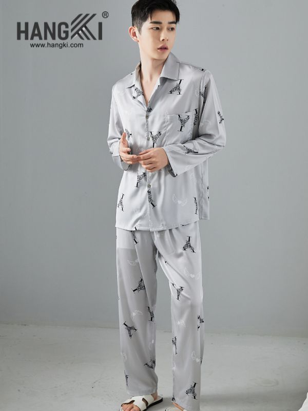TD151 - Đồ Ngủ Pijama Nam Tay Dài Quần Dài Lụa