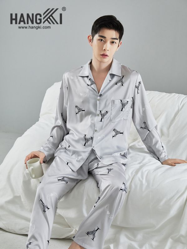 TD151 - Đồ Ngủ Pijama Nam Tay Dài Quần Dài Lụa