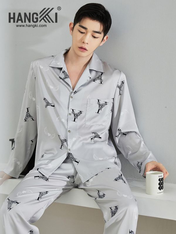 TD151 - Đồ Ngủ Pijama Nam Tay Dài Quần Dài Lụa