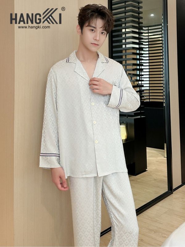 TD152 - Đồ Ngủ Pijama Nam Tay Dài Quần Dài Lụa