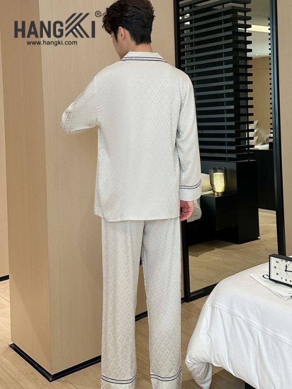 TD152 - Đồ Ngủ Pijama Nam Tay Dài Quần Dài Lụa