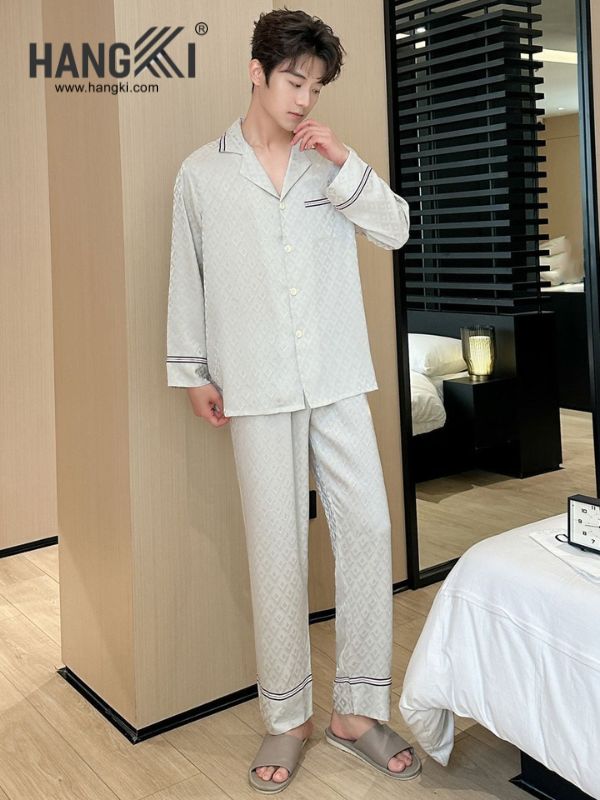 TD152 - Đồ Ngủ Pijama Nam Tay Dài Quần Dài Lụa