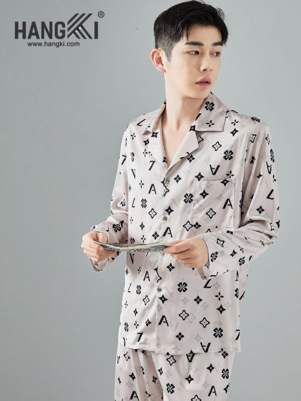 TD153 - Đồ Ngủ Pijama Nam Tay Dài Quần Dài Lụa
