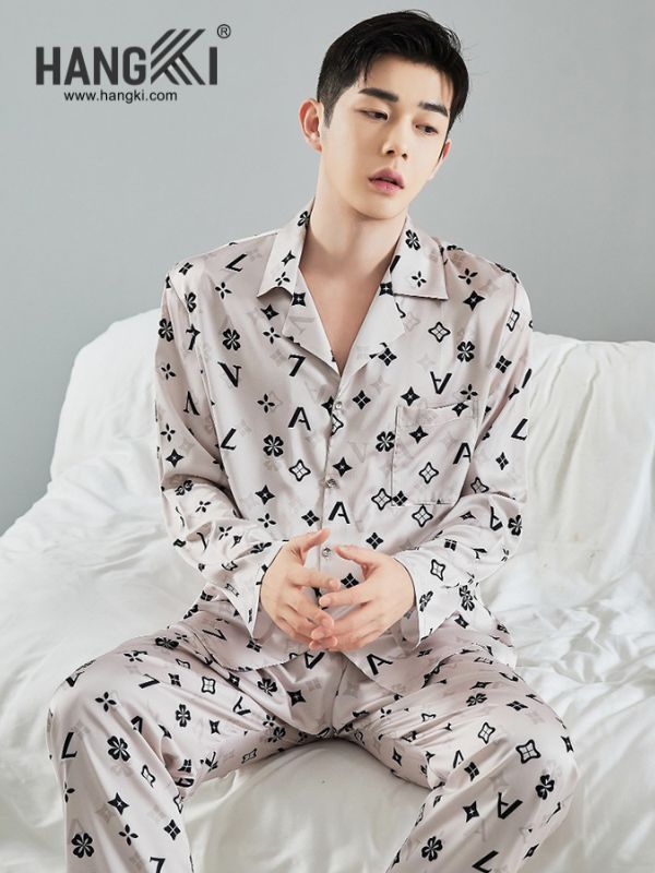 TD153 - Đồ Ngủ Pijama Nam Tay Dài Quần Dài Lụa