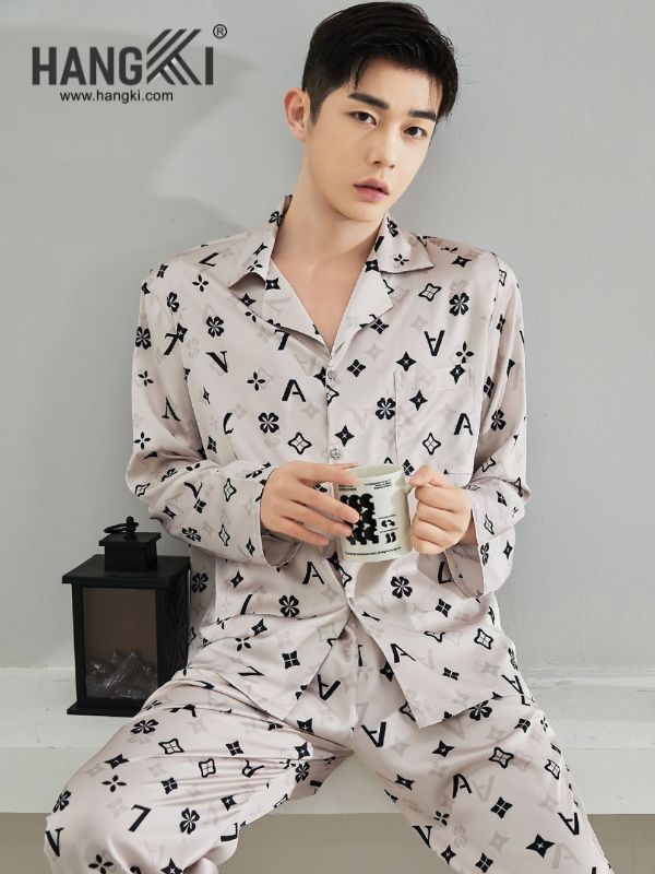 TD153 - Đồ Ngủ Pijama Nam Tay Dài Quần Dài Lụa