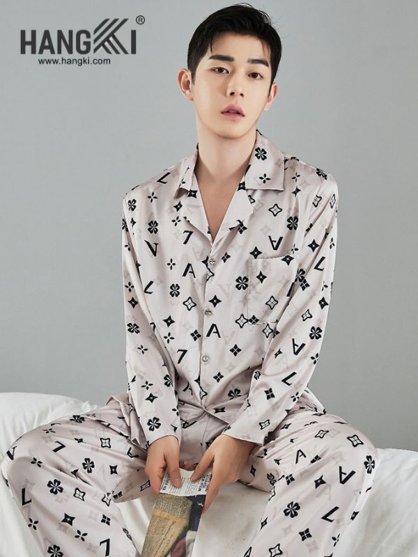 TD153 - Đồ Ngủ Pijama Nam Tay Dài Quần Dài Lụa