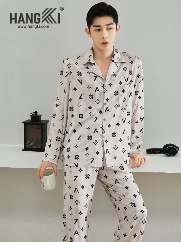 TD153 - Đồ Ngủ Pijama Nam Tay Dài Quần Dài Lụa