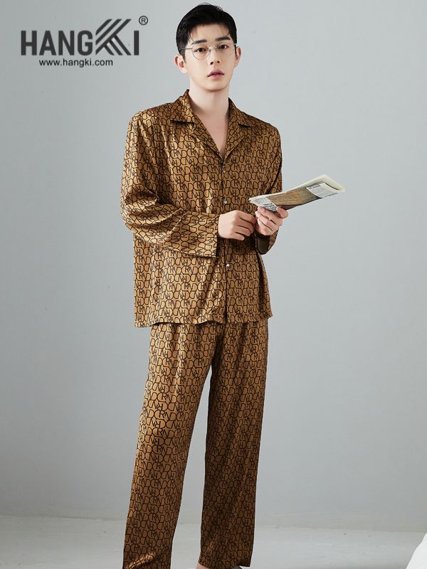 TD154 - Đồ Ngủ Pijama Nam Tay Dài Quần Dài Lụa